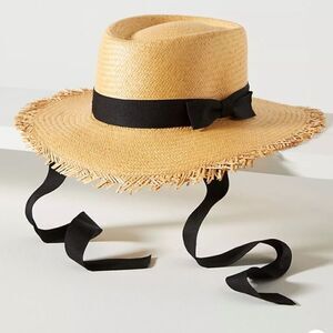 Anthropologie x Elegancia Tropical Straw Boater Size M